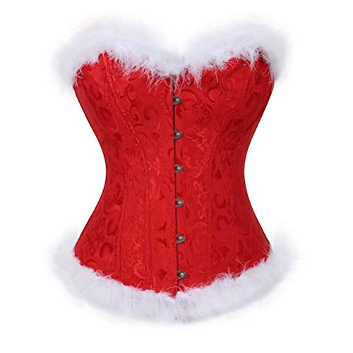 Josamogre Korsett Corsage Weihnachts Alter Mann Bustier Vollbrust Korsagen Damen große größe top Christmas Rot XL von Josamogre