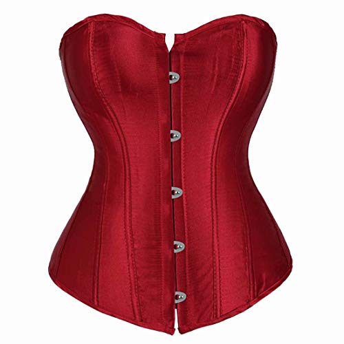 Josamogre Korsett Damen Corset Top Corsage Vollbrust Sexy Vintage Gothic Bluse Weinrot S von Josamogre