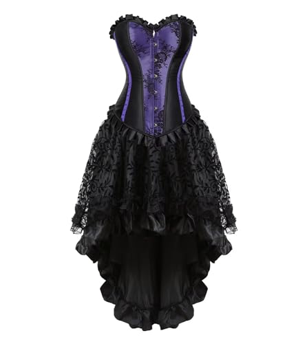 Josamogre Korsett Damen Kleid Corsage Corset Dress Corsagenkleid Korsage Schnüren GothicMittelalter Große Größen Burlesque Lila XL von Josamogre