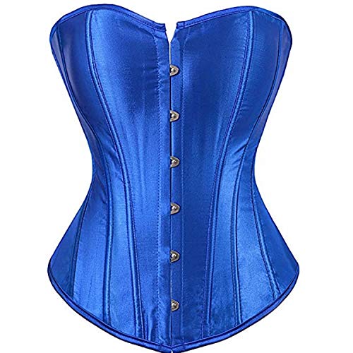 Josamogre Korsett Damen Top Vollbrust Corset Bustier Sexy Vintage Gothic Bluse Blau 2XL von Josamogre