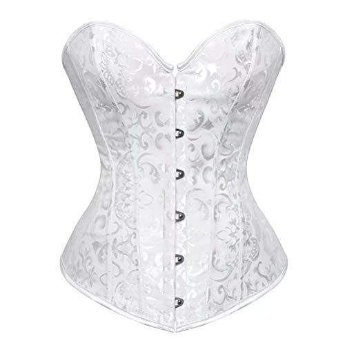 Josamogre Korsett Top Damen Corset Sexy Oberteil Corsage Vintage Elegant Weiß M von Josamogre