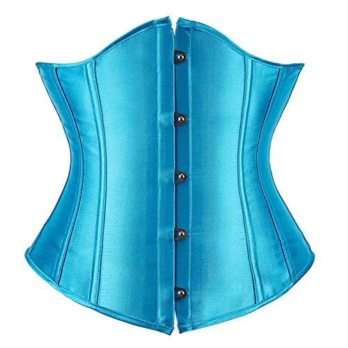 Josamogre Korsett Unterbrust Corsette Damen Corset Corsage Underboob Top Gothic Burlesque Halloween Sexy Blau M von Josamogre