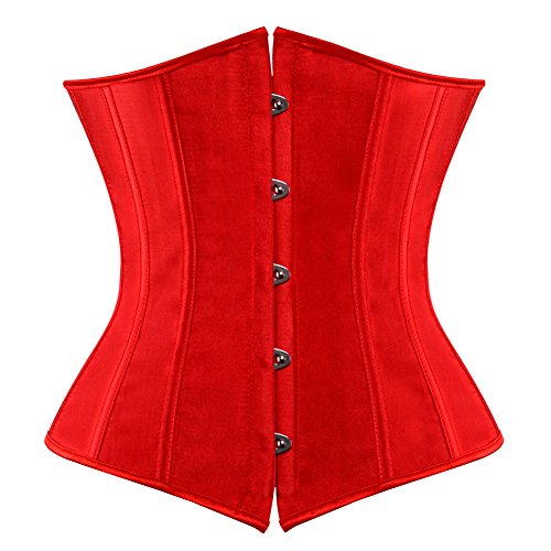 Josamogre Korsett Unterbrust Damen Corset Corsage Halbbrust Top Underboob Gothic Burlesque Sexy Rot M von Josamogre