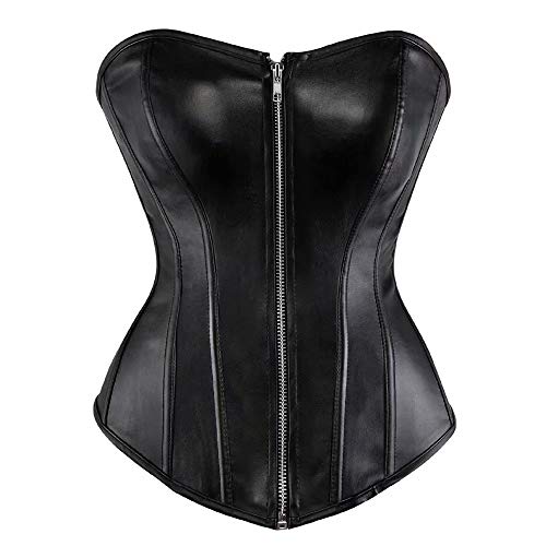 Josamogre Leder Korsett Top Damen Corsage Bustier Korsage ReißverschlussSexy Schwarz XL von Josamogre