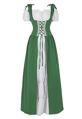 Josamogre Renaissance Mittelalter Kleid Sommerkleid Kurzarm Damen mit trompetenärmel Party Kostüm Vintage Retro Costume Cosplay bodenlang Lila 3XL von Josamogre