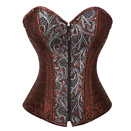 Steampunk Corsagen Pirat Damen Vollbrust Lackleder Korsett Corsagentop Korsage Gothic Shirt top Burlesque Braun S von Josamogre