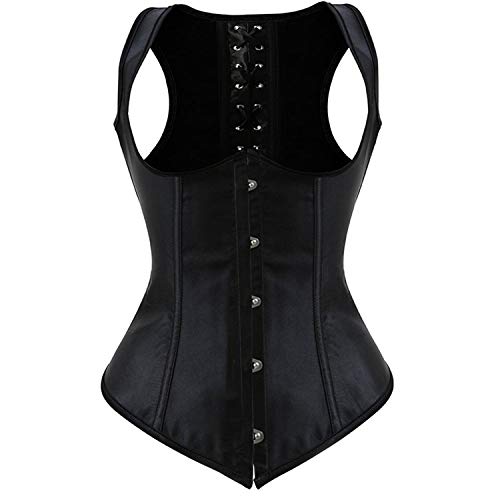 Josamogre Unterbrust Korsett Damen Corsage Mit Träger Halbbrust Top Gothic Burlesque Sexy Schwarz 6XL von Josamogre