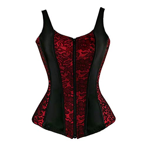 Korsett Corsage Top Damen Corset Bustier Mit Träger Elegant Reißverschluss Burlesque Rot S von Josamogre