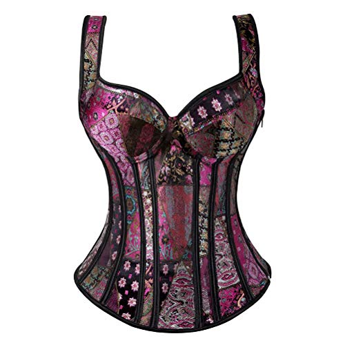 Korsett Damen Sexy Corset Top Corsage Mit Träger Reißverschluss VintageViolett L von Josamogre