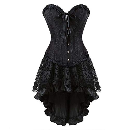 Korsett Kleid elegant Corsage Set Bustier korsettkleid Damen Blumen Rock Gothic Burlesque Dress Schwarz 4XL von Josamogre