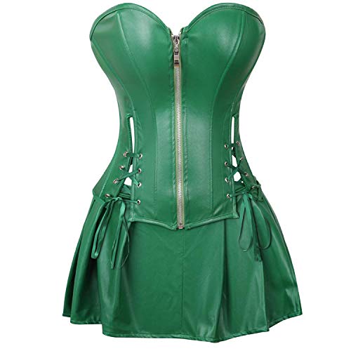 Josamogre Corset Korsett Kunstleder Corsage Kleid Rock leder Reißverschluss Damen burlesque steampunk Größ M von Josamogre