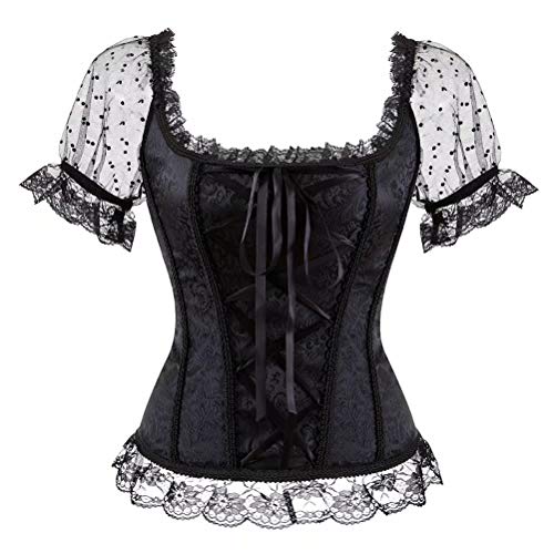 Korsett Push up Bustier Corsage mit träger Spitze Blumen ärmel Größe Größe erotische Damen top elegant schwarz m von Josamogre