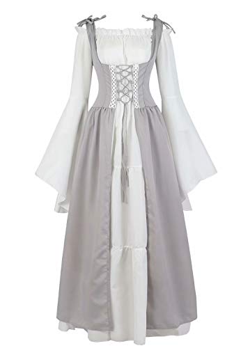 Mittelalter Kleidung Damen Kleid Renaissance mit Trompetenärmel Party Kostüm bodenlang Vintage Retro Costume Cosplay Grau 2XL Mittelalter Kleidung Damen Kleid Renaissance mit Trompetenärmel Party Kostüm bodenlang Vintage Retro Costume Cosplay Grau 2XL von Josamogre