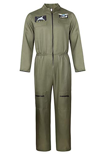 kostüm Herren Kampfjet Pilot Aviator Playsuit Army Armee Bundeswehr Party Halloween Cosplay ArmeeGröß XS von Josamogre