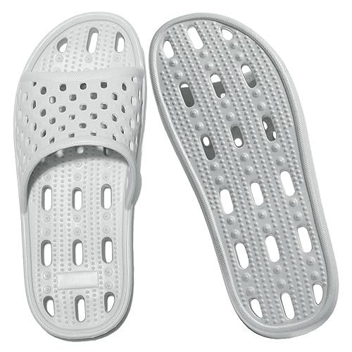 Josaywin Badelatschen Damen Badeschlappen rutschfeste Leichte Bequeme Eva Duschhausschuhe Sommer Badelatschen Unisex Badeschuhe Schlappen Grau Gr.44 von Josaywin