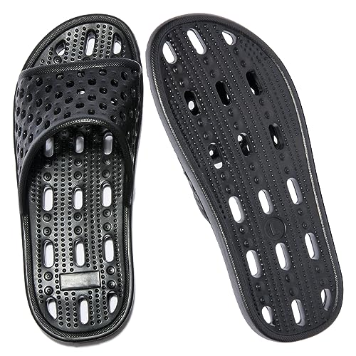 Josaywin Badelatschen Damen Badeschlappen rutschfeste Leichte Bequeme Eva Duschhausschuhe Sommer Badelatschen Unisex Badeschuhe Schlappen Schwarz Gr.38 von Josaywin