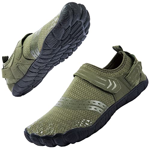 Josaywin Wasserschuhe Herren Schnell Trocknend Barfußschuhe Zehenschuhe rutschfeste Surfschuhe Schwimmschuhe, Armeegrün,40 von Josaywin