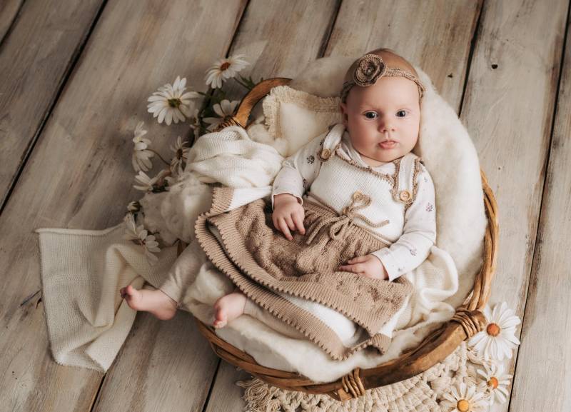 strickdirndl Baby Trachtenkleid Taufdirndl Geschenk Reine Baumwolle Gestricktes Dirndl Mädchen Perfekt Für Taufe Oder Oktoberfest von Joseda