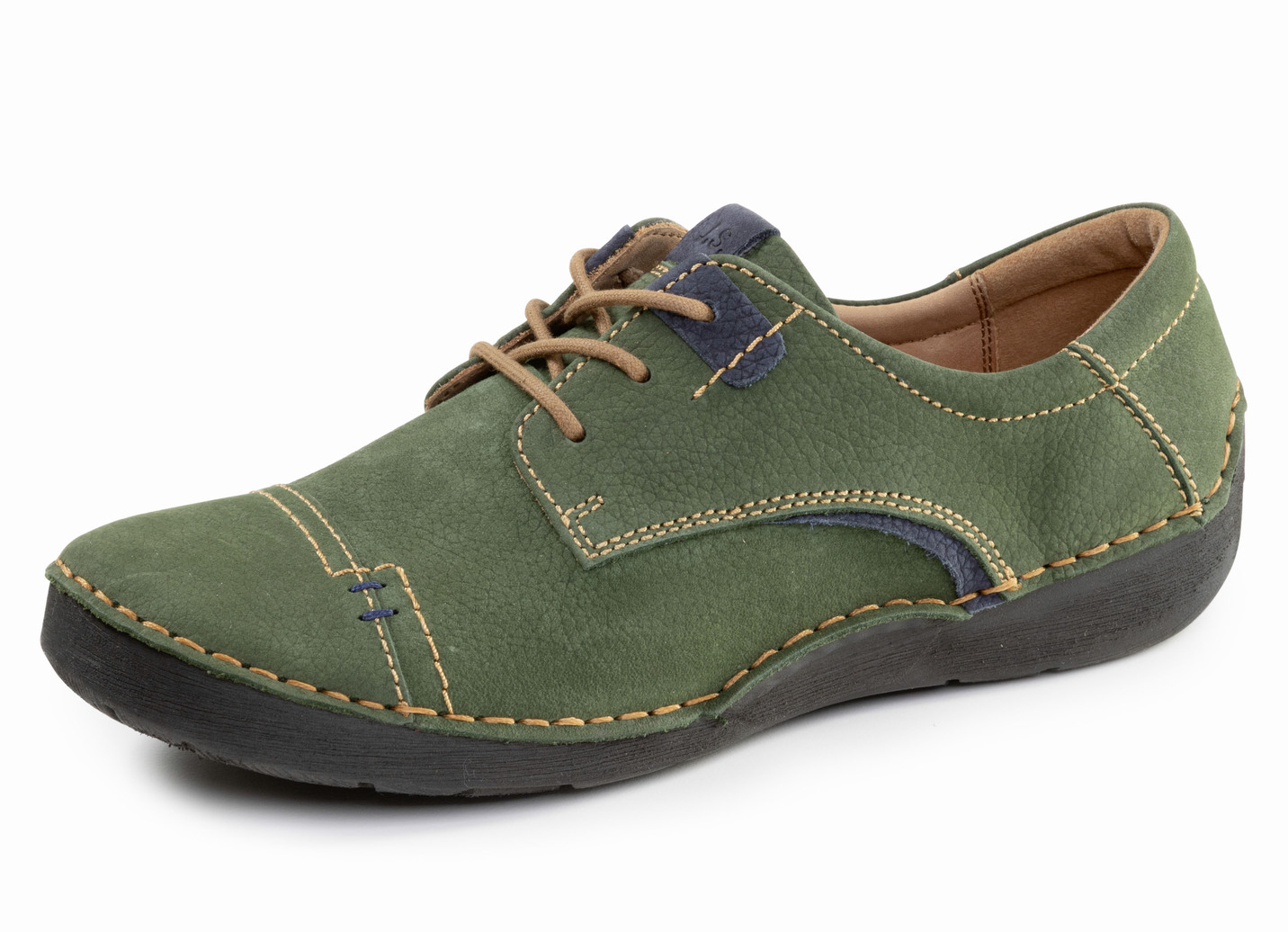 Josef Seibel, klassische Damen-Schnürschuhe, Weite G, mit herausnehmbarem Fußbett, Grün-Marine, Größe 36 von Josef Seibel