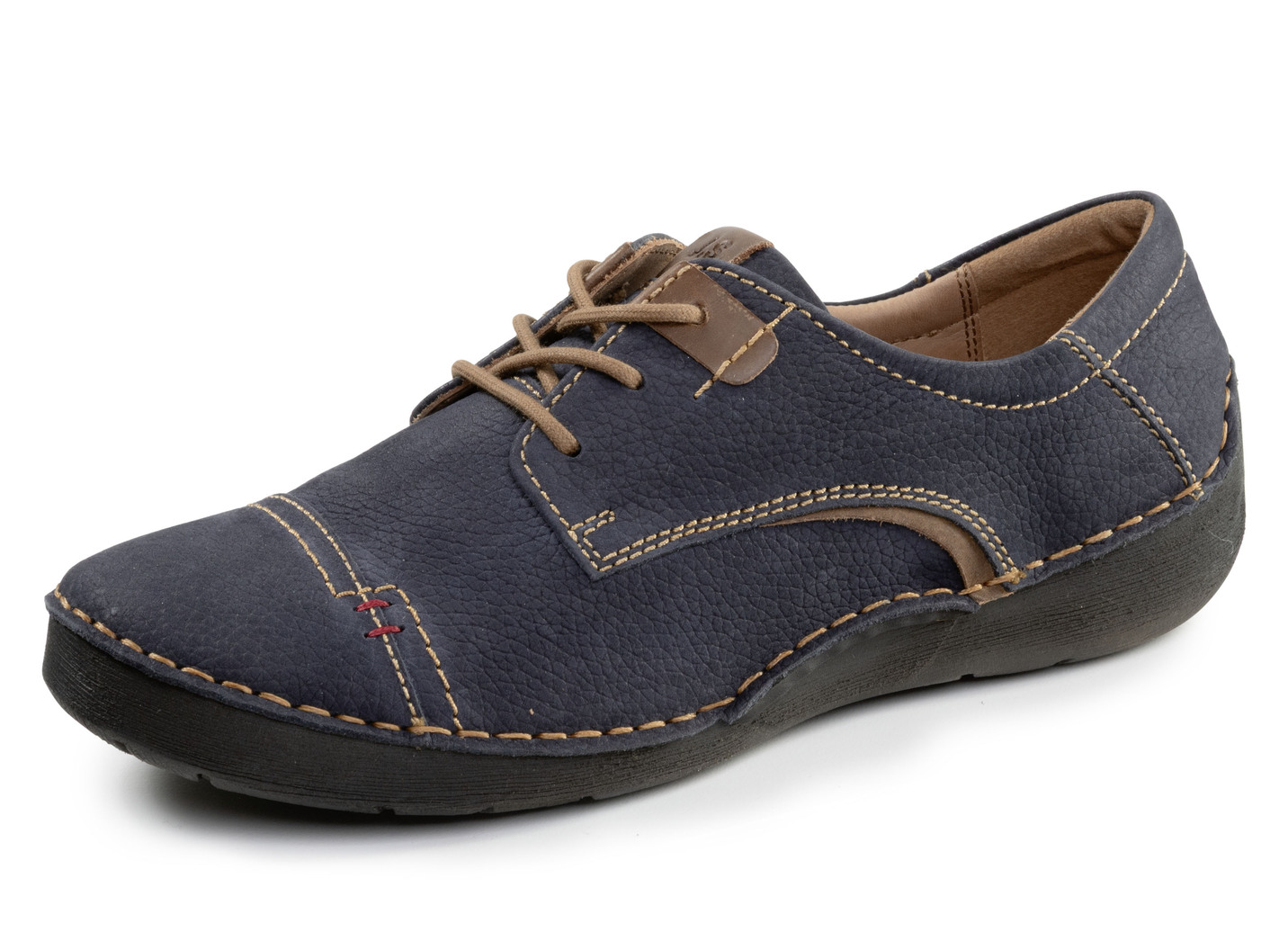 Josef Seibel, klassische Damen-Schnürschuhe, Weite G, mit herausnehmbarem Fußbett, Marine-Braun, Größe 40 von Josef Seibel