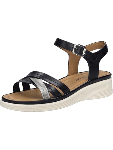 Josef Seibel Damen Keilsandalen Sevran 02, Frauen Sandalen,Weite G (Normal),flach,Sommerschuhe,Freizeitschuhe,schwarz-Kombi,41 EU von Josef Seibel