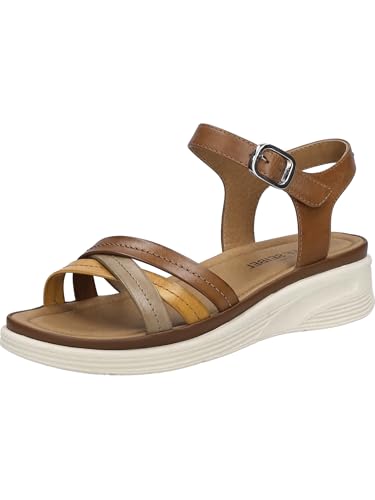 Josef Seibel Damen Keilsandalen Sevran 02, Frauen Sandalen,Weite G (Normal),offene Schuhe,Strandschuhe,Keilabsatz,Cognac-Multi,40 EU von Josef Seibel