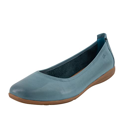 Josef Seibel Damen Klassische Ballerinas Fenja 01 | Normal (G) | Leder | Abendschuhe | Slides | Slip-ons | offener einstieg | Gummizug,Azurblau,36 EU von Josef Seibel