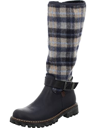 Josef Seibel Damen Klassische Stiefel Marta 04,Weite G (Normal),Wechselfußbett,lederstiefel,langschaftstiefel,Boots,Blau (Jeans-Kombi),38 EU von Josef Seibel