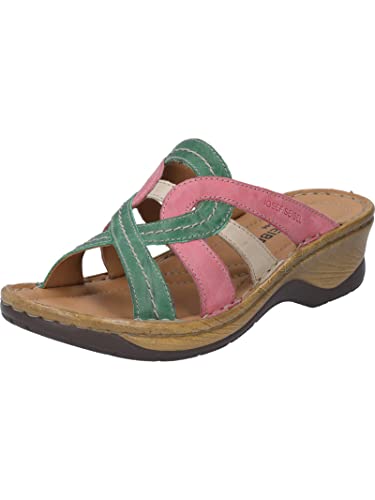 Josef Seibel Damen Pantoletten Catalonia 01, Frauen Slipper,Weite G (Normal),Freizeitschuhe,Schlupfschuhe,Slides,Grün (Tanne-Multi),36 EU von Josef Seibel