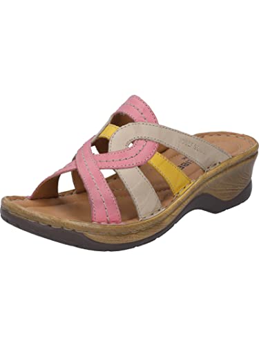 Josef Seibel Damen Pantoletten Catalonia 01, Frauen Slipper,Weite G (Normal),Sandalen,Freizeitschuhe,Schlupfschuhe,pink-Multi,40 EU von Josef Seibel