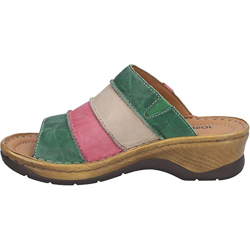 Josef Seibel Damen Pantoletten Catalonia 64, Frauen Slipper,Weite G (Normal),Slip-ons,Hochfront-Slipper,Keilabsatz,Grün (Tanne-Multi),35 EU von Josef Seibel