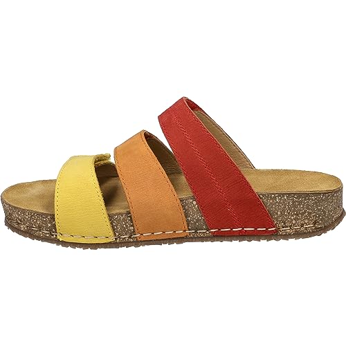 Josef Seibel Damen Pantoletten Hannah 03, Frauen Slipper,Weite G (Normal),Schlupfschuhe,schluepfschuhe,Slip-ons,Mules,gelb-Multi,40 EU von Josef Seibel