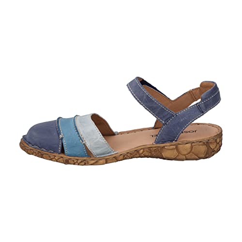 Josef Seibel Damen Riemchensandalen Rosalie 44,Weite G (Normal),flach,Sommerschuhe,Freizeitschuhe,offene Schuhe,dunkelblau-Multi,37 EU von Josef Seibel