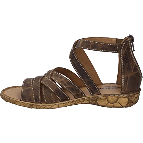 Josef Seibel Damen Riemchensandalen Rosalie 53,Weite G (Normal),bequem,flach,sommerschuhe,freizeitschuhe,offene schuhe,Braun (brandy),39 EU von Josef Seibel