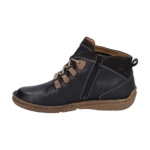 Josef Seibel Damen Schnürstiefeletten Neele 57,Weite G (Normal),Wechselfußbett,Boots,Stiefel,Bootee,Booties,schwarz-Kombi,36 EU von Josef Seibel