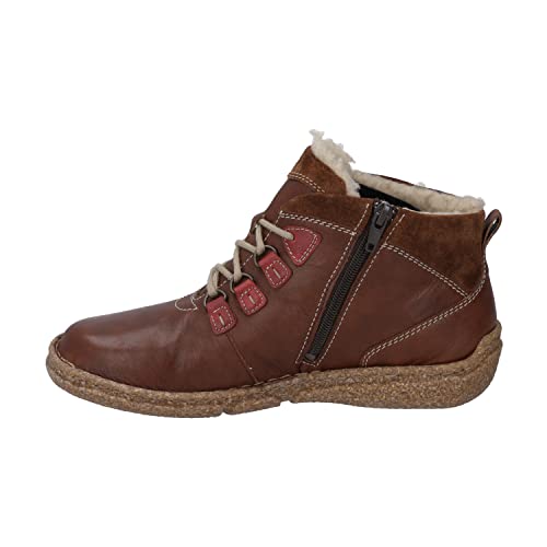 Josef Seibel Damen Schnürstiefeletten Neele 57,Weite G (Normal),Wechselfußbett,reißverschluss,Boots,Stiefel,Braun (Brandy-Kombi),41 EU von Josef Seibel