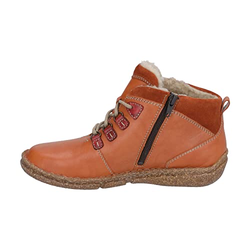 Josef Seibel Damen Schnürstiefeletten Neele 57,Weite G (Normal),Wechselfußbett,uebergangsstiefel,schnürboots,orange-Kombi,39 EU von Josef Seibel