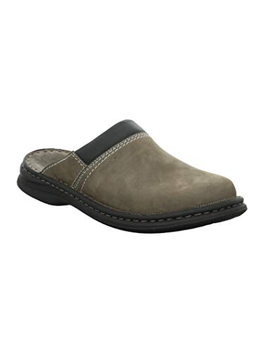 Josef Seibel Herren Hausschuhe Max., Männer Pantoffeln,Clogs,Übergrößen, Leder,geschlossener,Zehenbereich,Weite,weich,Grau,41 EU / 7 UK von Josef Seibel