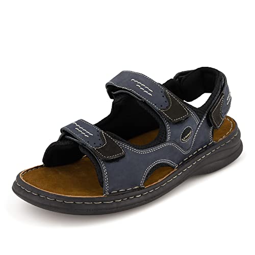 Josef Seibel Herren Sandalen Franklyn., Männer Sommerschuhe,Leder,Übergröße,Halbschuhe,Sommerschuhe,Freizeitschuhe,Ozeanblau/Schwarz,46 EU / 11 UK von Josef Seibel