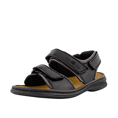 Josef Seibel Herren Sandalen Rafe., Männer Sommerschuhe,Klett,Übergrößen,Leder,Nubukleder,dreifach-Klettverschluss,Schwarz/Braun,40 EU / 6.5 UK von Josef Seibel