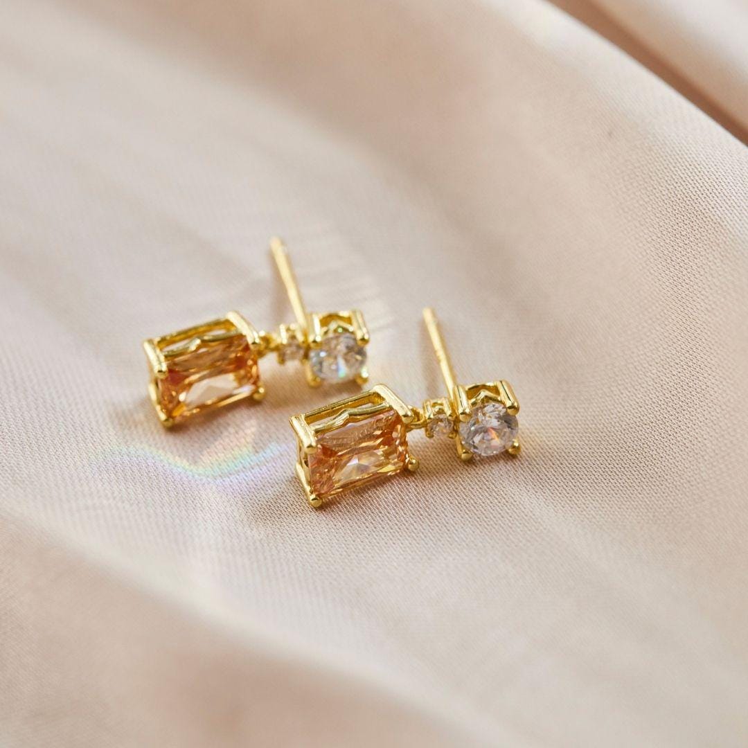 Ohrringe Apricot Gold Silber Bunte Ohrstecker von Josemma