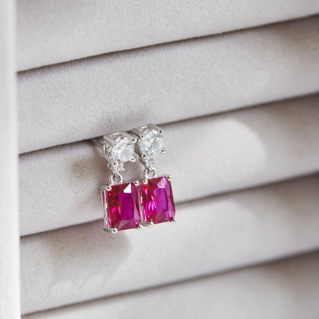 Ohrringe Pink Gold Silber Bunte Ohrstecker von Josemma