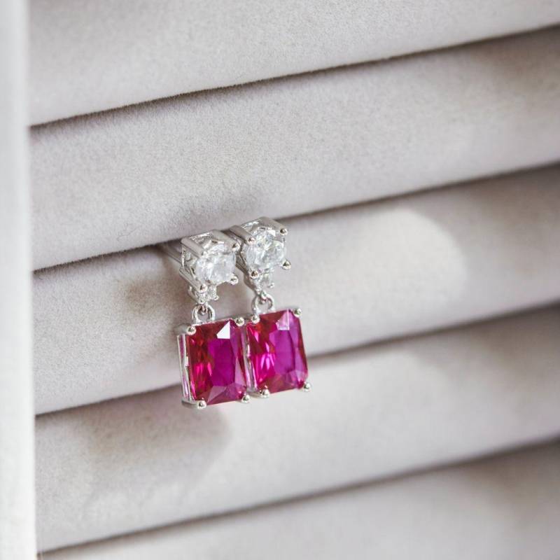 Ohrringe Pink Gold Silber Bunte Ohrstecker von Josemma