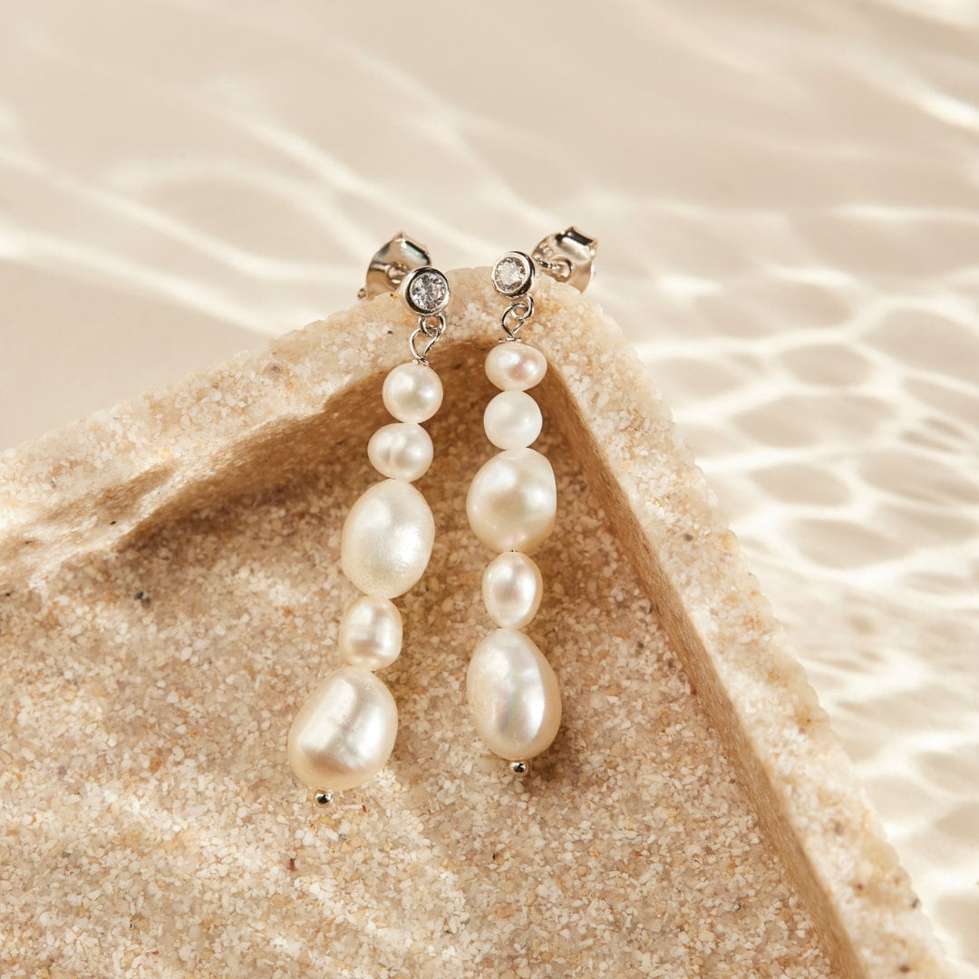 Perlen Ohrringe 925 Sterling Silber Gold von Josemma