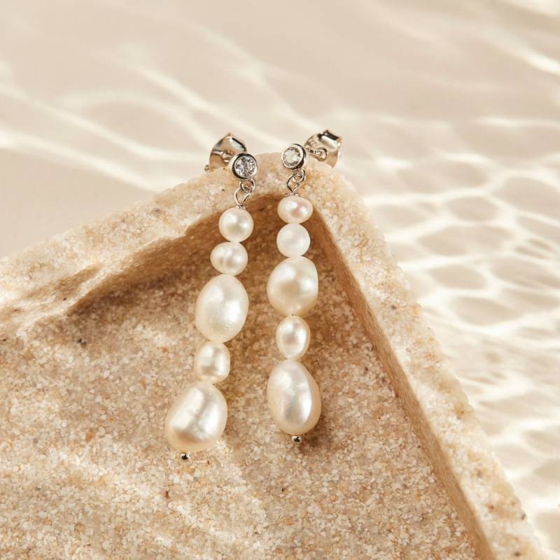 Perlen Ohrringe 925 Sterling Silber Gold von Josemma