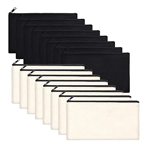 Josenidny 16Pcs Kosmetik Tasche mit Reißverschluss Leinwand Beutel Kulturbeutel Stift Bleistift Tasche Blank DIY Handwerk Tasche von Josenidny