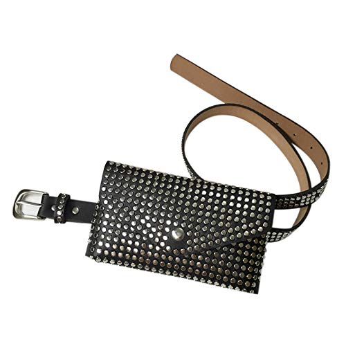 Modische Nieten, Luxus-Bauchtasche, kleine Frauen, Taillentasche, Punk, Gürteltasche, Handtasche (schwarz), Schwarz von Josenidny