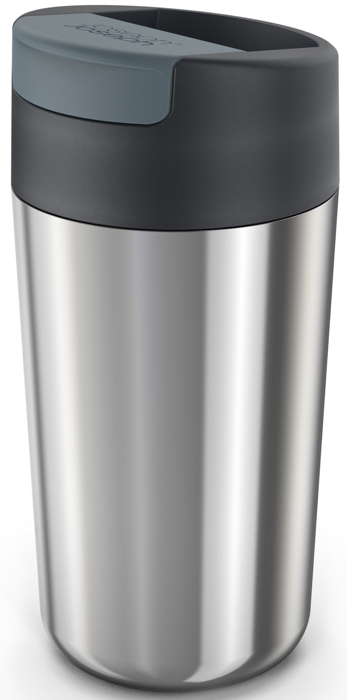 Joseph Joseph Coffee-to-go-Becher "Sipp™ Steel", (1 tlg.), (Reisebecher) mit Klappdeckel, auslaufsicher, vakuumisoliert, 454 ml von Joseph Joseph