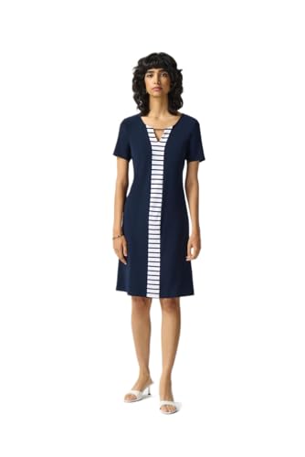 Joseph Ribkoff Dress 242068 | 44 | Navy Blue, White von Joseph Ribkoff