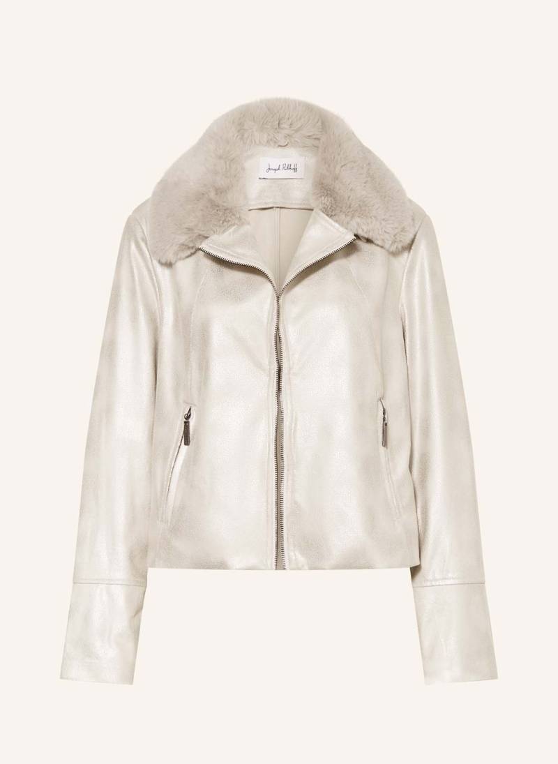 Joseph Ribkoff Jacke In Lederoptik Mit Abnehmbarem Kunstfell grau von Joseph Ribkoff